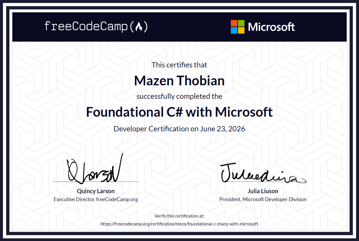 Foundational C# Certificate